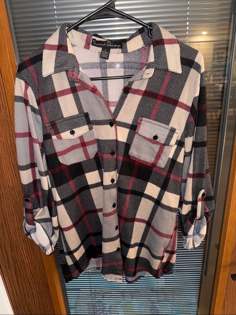 French Laundry Plaid Shirt in Cream, Black & Red